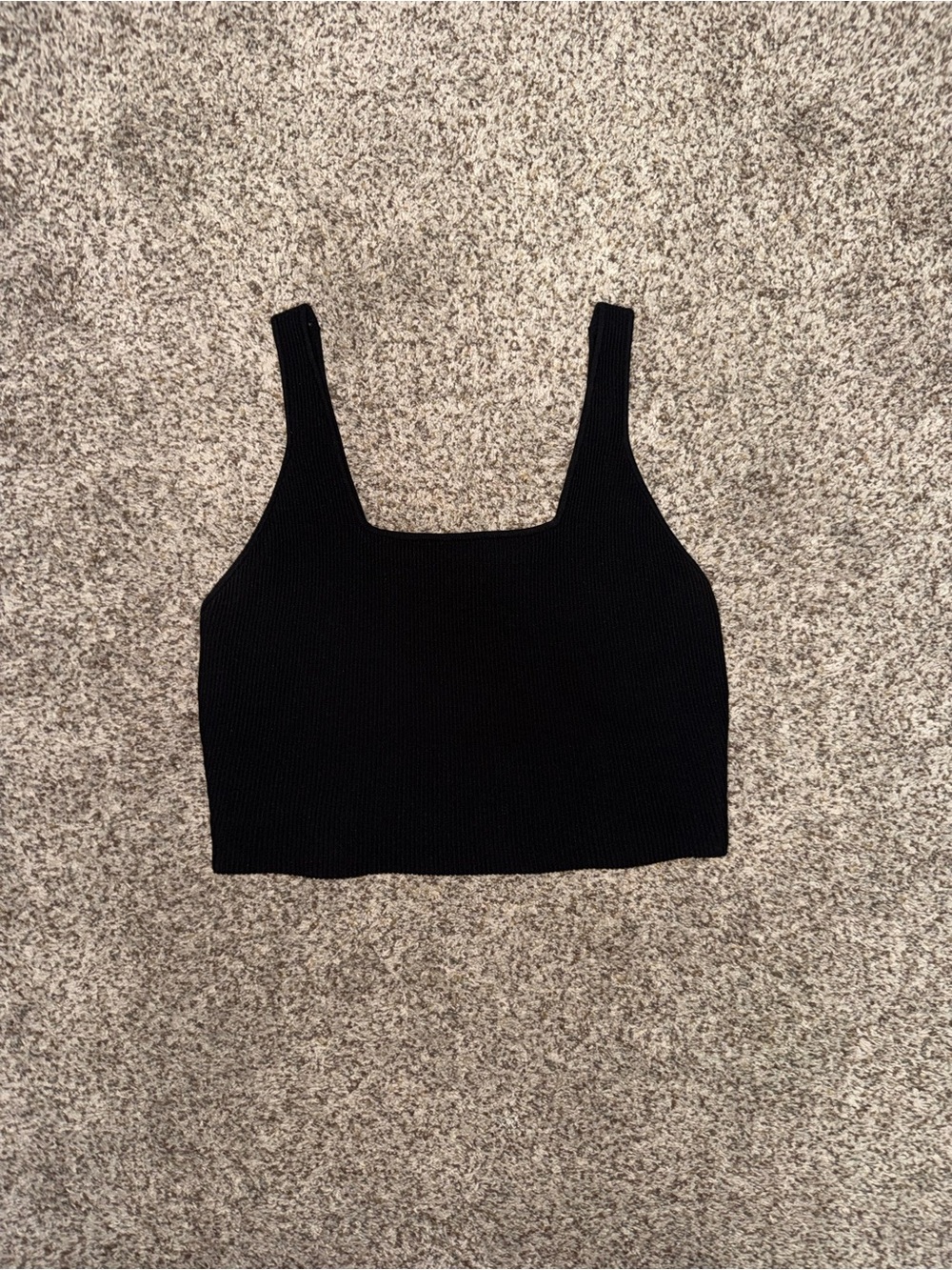 Cotton On Black Ribbed Square-Neck Cropped Tank